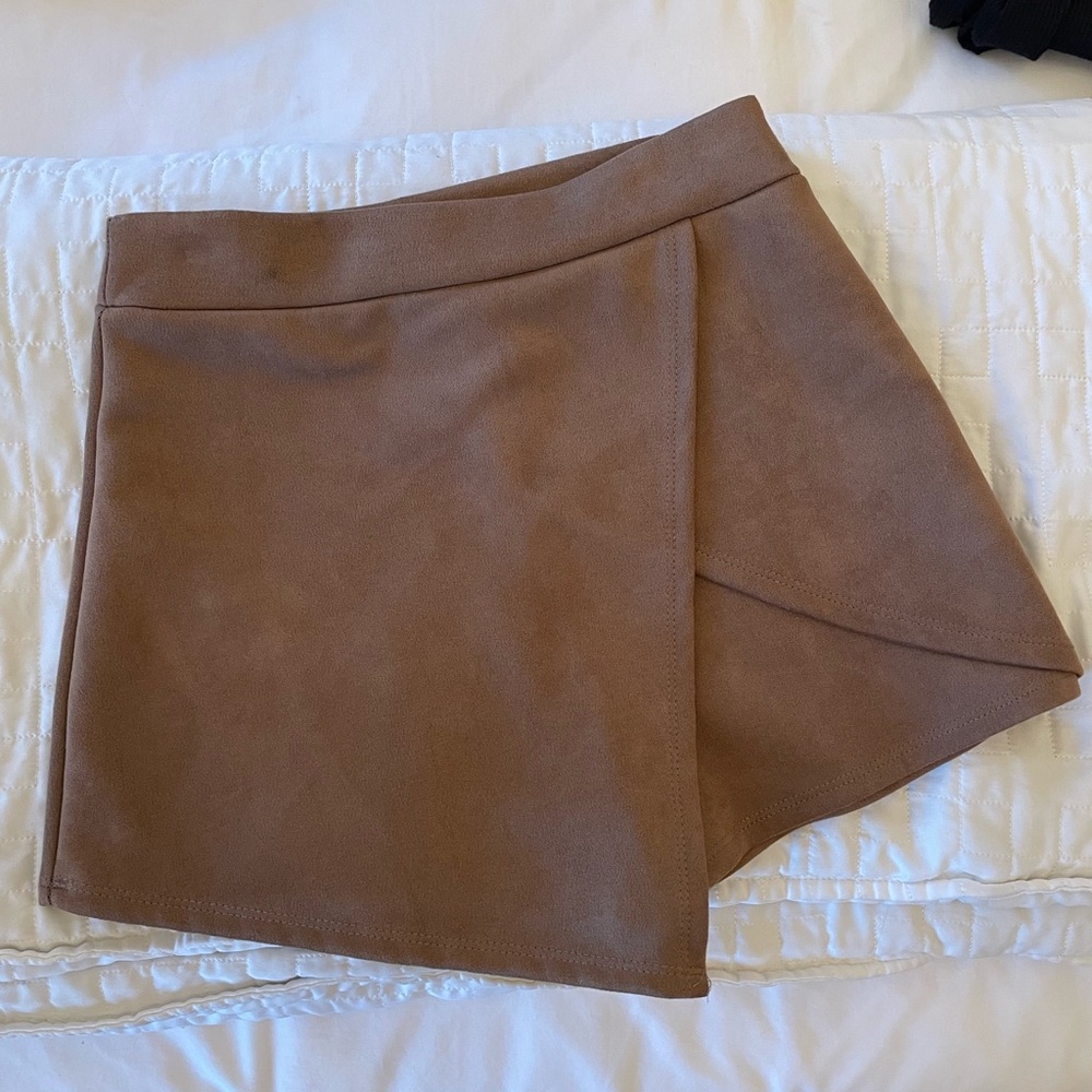 Chic Brown Faux-Suede Mini Skirt